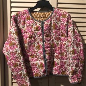 SZ BLOCK | pink & tan | reversible | cotton | worn 1x